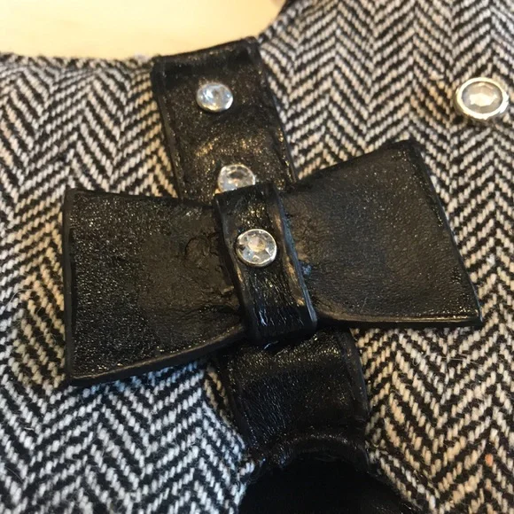 Dog Shaped Purse Black/White Herringbone Tweed Faux Leather Handbag Scottie - Picture 4 of 15